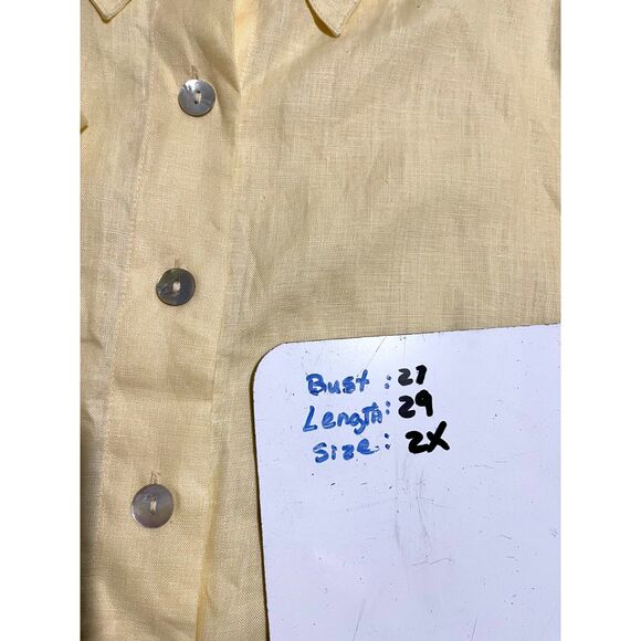 Bay studio linen button up shirt tunic long sleeve Butter Yellow women 2X New - Picture 4 of 4